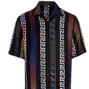 versace greca neon print silk shirt|Versace Men's Black Greca Neon.